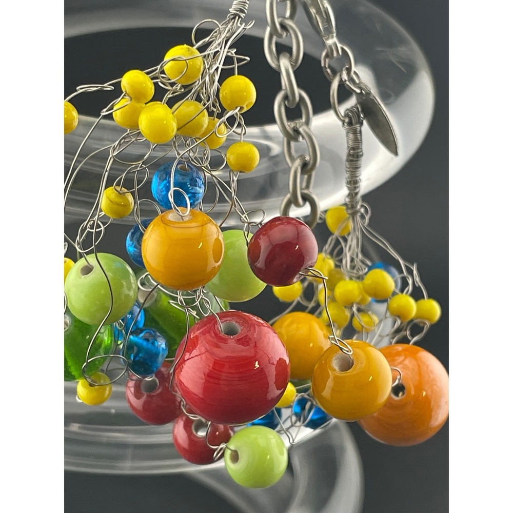 Manouk Sculptural Glass Bead Bracelet Statement Multicolor Wire Wrap art to wear - Picture 12 of 16